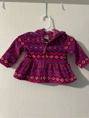 Carter's Pink Patterned Hooded Fleece Jacket